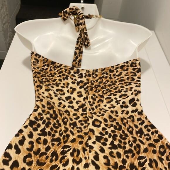 Boston Proper Animal Print Hardware Detail halter Dress Size Small Made in USA - Picture 5 of 6